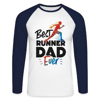 Running Runner Half Marathon Dad - Unisex Baseballshirt langarm - Weiß/Navy - Vorne - Nik (191cm)