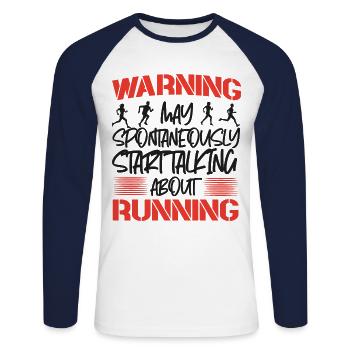 Running Runner Half Marathon - Unisex Long Sleeve Baseball T-Shirt - white/navy - Front - Nik (191cm)