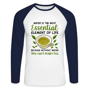 Water Is The Most Essential Element Of Life Tea Dr - Unisex Baseballshirt langarm - Weiß/Navy - Vorne - Nik (191cm)