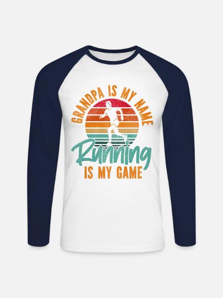Running Runner Half Marathon - Unisex Long Sleeve Baseball T-Shirt - white/navy