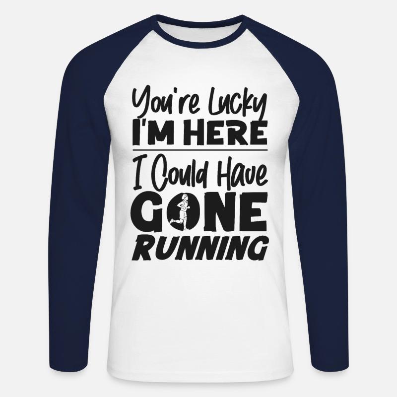Running Runner Half Marathon - Unisex Baseballshirt langarm - Weiß/Navy