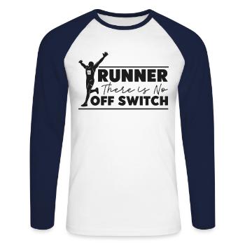 Running Runner Half Marathon - Unisex Baseballshirt langarm - Weiß/Navy - Vorne - Nik (191cm)