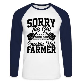 Already Taken By A Smokin Hot Farmer Tractor Farmi - Unisex Baseballshirt langarm - Weiß/Navy - Vorne - Nik (191cm)