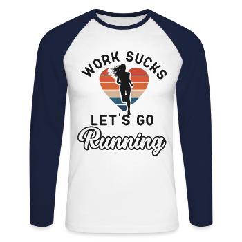 Running Runner Half Marathon - Unisex Baseballshirt langarm - Weiß/Navy - Vorne - Nik (191cm)