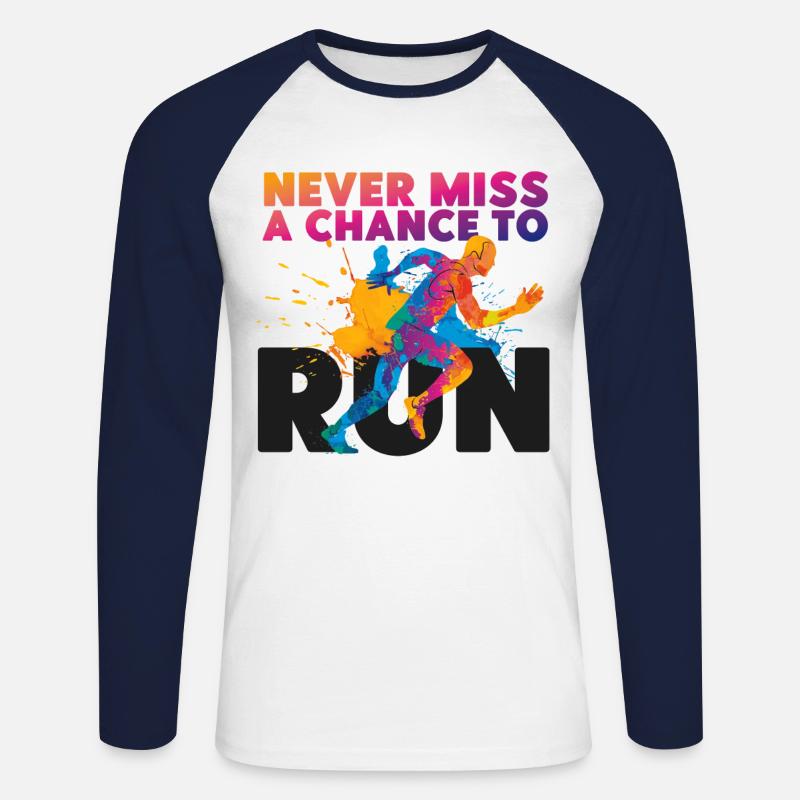 Running Runner Half Marathon - Unisex Baseballshirt langarm - Weiß/Navy