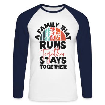 Running Runner Half Marathon - Unisex Long Sleeve Baseball T-Shirt - white/navy - Front - Nik (191cm)