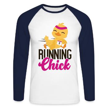 Running Runner Half Marathon - Unisex Baseballshirt langarm - Weiß/Navy - Vorne - Nik (191cm)