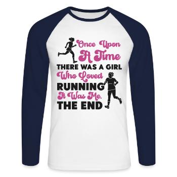 Running Runner Semi-Marathon Fille - T-shirt baseball manches longues Homme - blanc/marine - Devant - Nik (191cm)