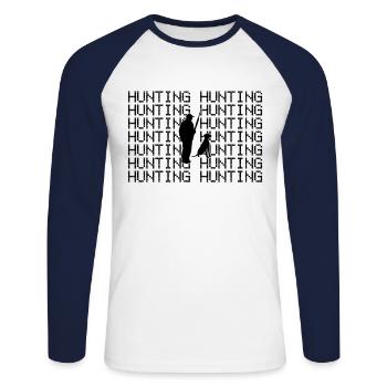 Jäger jagen - Unisex Baseballshirt langarm - Weiß/Navy - Vorne - Nik (191cm)