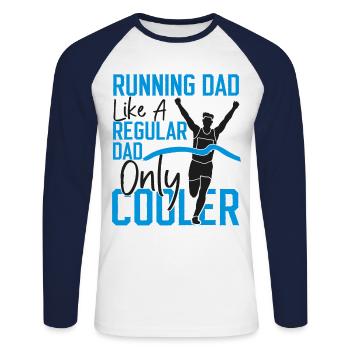 Coureur de course Semi-marathon Papa - T-shirt baseball manches longues Homme - blanc/marine - Devant - Nik (191cm)