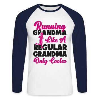 Running Runner Half Marathon - Unisex Long Sleeve Baseball T-Shirt - white/navy - Front - Nik (191cm)