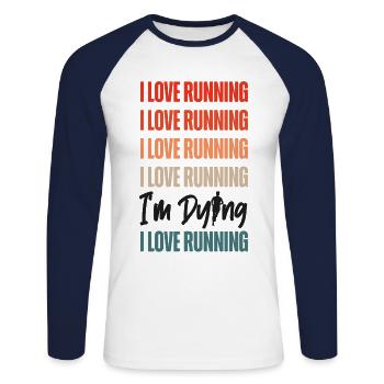 Running Runner Half Marathon - Unisex Baseballshirt langarm - Weiß/Navy - Vorne - Nik (191cm)
