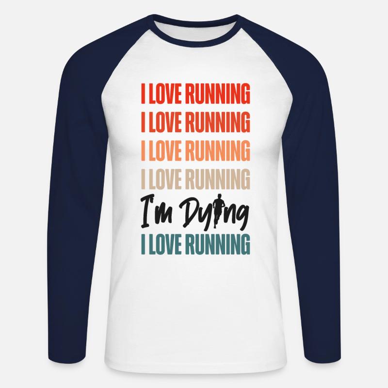 Running Runner Half Marathon - Unisex Baseballshirt langarm - Weiß/Navy