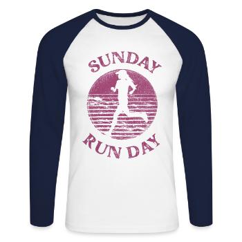 Running Runner Semi-Marathon Rétro - T-shirt baseball manches longues Homme - blanc/marine - Devant - Nik (191cm)