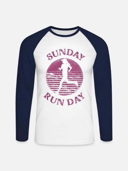 Running Runner Half Marathon Retro - Unisex Long Sleeve Baseball T-Shirt - white/navy