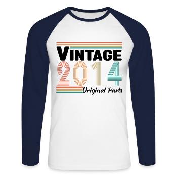 Vintage 2014 Originalteile Geburtstagsgeschenk - Unisex Baseballshirt langarm - Weiß/Navy - Vorne - Nik (191cm)