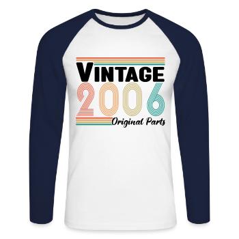 Vintage 2006 Original Parts Cadeau Anniversaire - T-shirt baseball manches longues Homme - blanc/marine - Devant - Nik (191cm)
