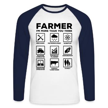 Farmer I'm More Than You Think Farming Tractor Agr - Unisex Baseballshirt langarm - Weiß/Navy - Vorne - Nik (191cm)