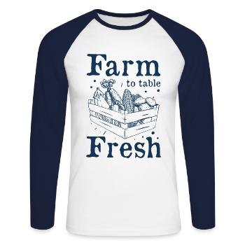 Farm To Table Fresh Graphic Tractor Tractor Drivin - Unisex Baseballshirt langarm - Weiß/Navy - Vorne - Nik (191cm)