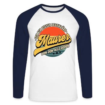Maurer - Unisex Baseballshirt langarm - Weiß/Navy - Vorne - Nik (191cm)