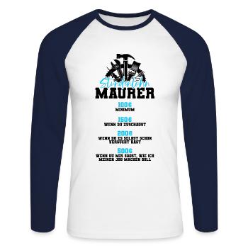 Maurer - Unisex Baseballshirt langarm - Weiß/Navy - Vorne - Nik (191cm)