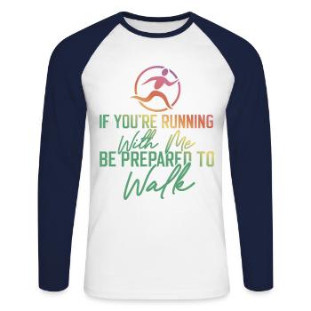 Running Runner Half Marathon Slow - Unisex Long Sleeve Baseball T-Shirt - white/navy - Front - Nik (191cm)