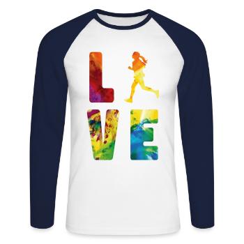 Running Runner Half Marathon - Unisex Long Sleeve Baseball T-Shirt - white/navy - Front - Nik (191cm)