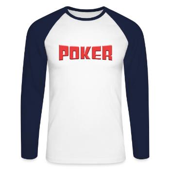 Poker - Unisex Long Sleeve Baseball T-Shirt - white/navy - Front - Nik (191cm)