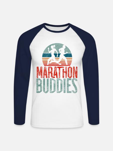 Running Runner Half Marathon - Unisex Long Sleeve Baseball T-Shirt - white/navy