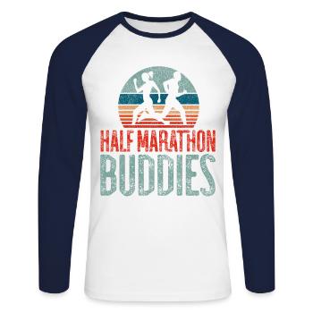 Running Runner Half Marathon - Unisex Baseballshirt langarm - Weiß/Navy - Vorne - Nik (191cm)