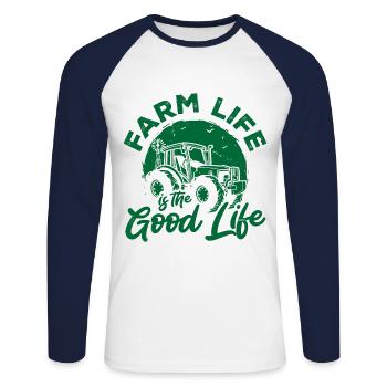 Farm Life Is The Good Life Agriculture Agriculteur - Unisex Baseballshirt langarm - Weiß/Navy - Vorne - Nik (191cm)