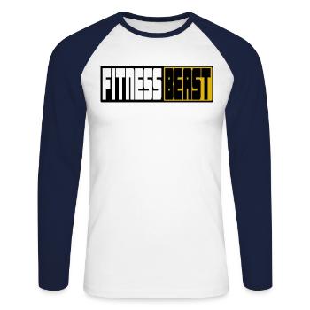 Bête de fitness - T-shirt baseball manches longues Homme - blanc/marine - Devant - Nik (191cm)