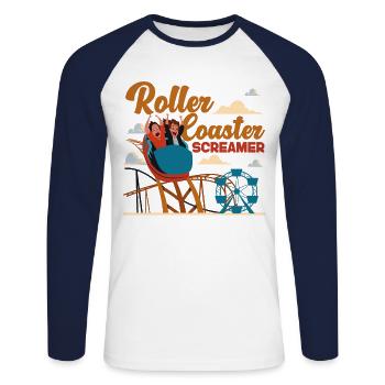 Roller Coaster Roller Coaster - Unisex Long Sleeve Baseball T-Shirt - white/navy - Front - Nik (191cm)