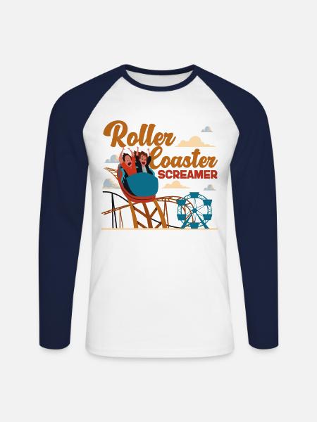Roller Coaster Roller Coaster - Unisex Long Sleeve Baseball T-Shirt - white/navy
