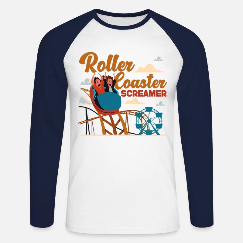 Roller Coaster Roller Coaster - Unisex Long Sleeve Baseball T-Shirt - white/navy