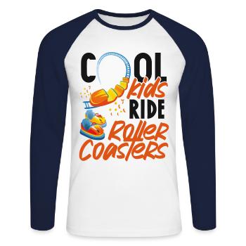 Roller Coaster Cool Kids Ride - Unisex Long Sleeve Baseball T-Shirt - white/navy - Front - Nik (191cm)