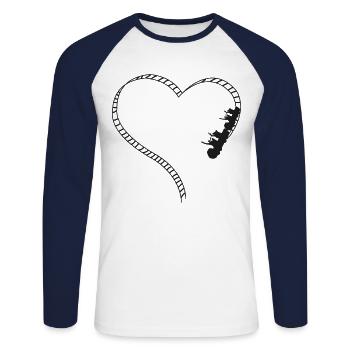 Roller Coaster Heart - Unisex Baseballshirt langarm - Weiß/Navy - Vorne - Nik (191cm)