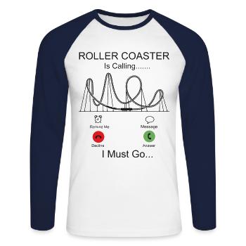 Roller Coaster Phone Display - Unisex Long Sleeve Baseball T-Shirt - white/navy - Front - Nik (191cm)