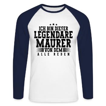 Maurer - Unisex Baseballshirt langarm - Weiß/Navy - Vorne - Nik (191cm)