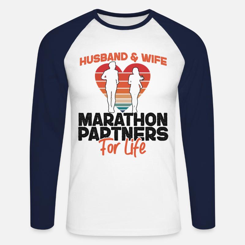 Running Runner Half Marathon - Unisex Long Sleeve Baseball T-Shirt - white/navy