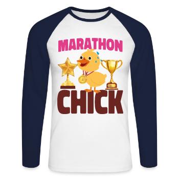 Running Runner Half Marathon - Unisex Baseballshirt langarm - Weiß/Navy - Vorne - Nik (191cm)