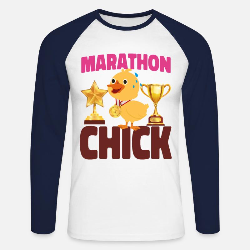 Running Runner Half Marathon - Unisex Long Sleeve Baseball T-Shirt - white/navy