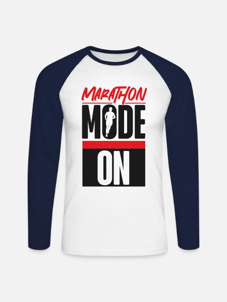 Running Runner Half Marathon - Unisex Long Sleeve Baseball T-Shirt - white/navy