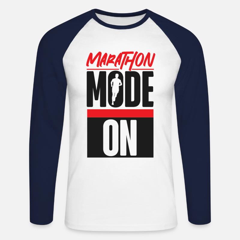 Running Runner Half Marathon - Unisex Long Sleeve Baseball T-Shirt - white/navy