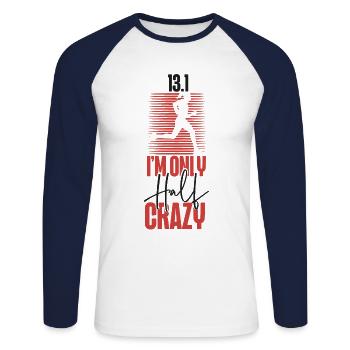 Running Runner Half Marathon Half - Unisex Long Sleeve Baseball T-Shirt - white/navy - Front - Nik (191cm)