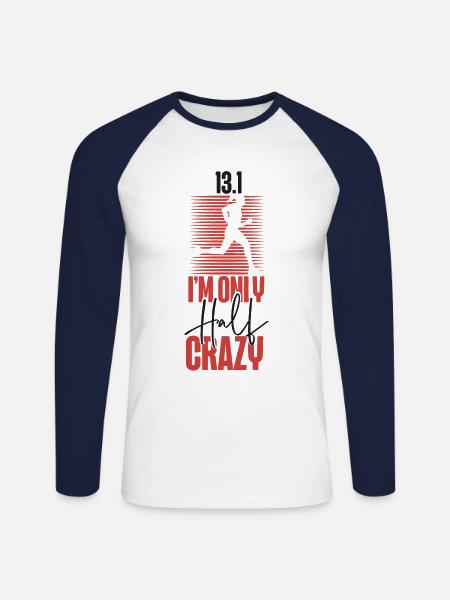 Running Runner Half Marathon Half - Unisex Baseballshirt langarm - Weiß/Navy