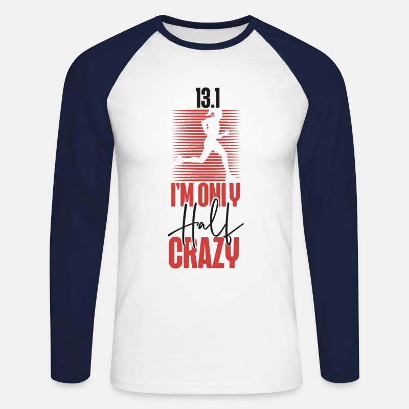 Running Runner Half Marathon Half - Unisex Baseballshirt langarm - Weiß/Navy