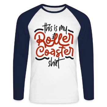 Montagnes russes C’est mon rouleau - T-shirt baseball manches longues Homme - blanc/marine - Devant - Nik (191cm)