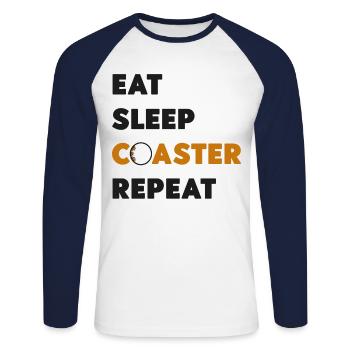 Roller Coaster Eat Sleep Coaster - Unisex Long Sleeve Baseball T-Shirt - white/navy - Front - Nik (191cm)