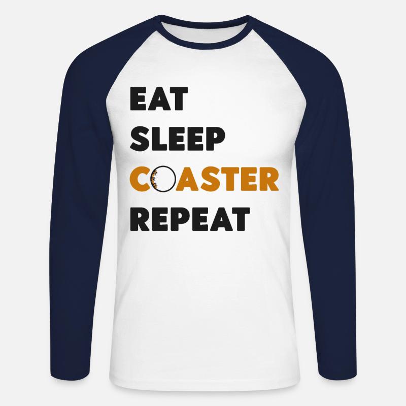 Roller Coaster Eat Sleep Coaster - Unisex Baseballshirt langarm - Weiß/Navy